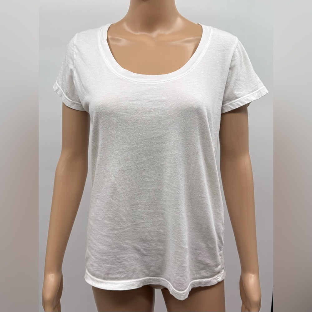 MONROW Revolve Loose Scoop Neck Tee White 100% Cotton SZ SM Capsule Basic - Picture 3 of 8